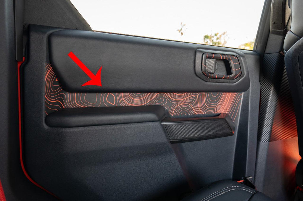 Topo Rear Interior Upper Door Card Insert Overlays (Printed Series) - 2021+ Bronco 4 Door StickerFab