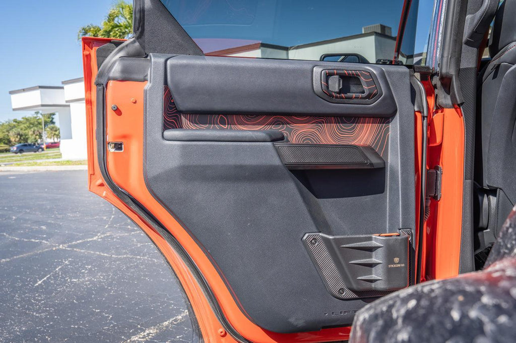 Topo Rear Interior Upper Door Card Insert Overlays (Printed Series) - 2021+ Bronco 4 Door StickerFab
