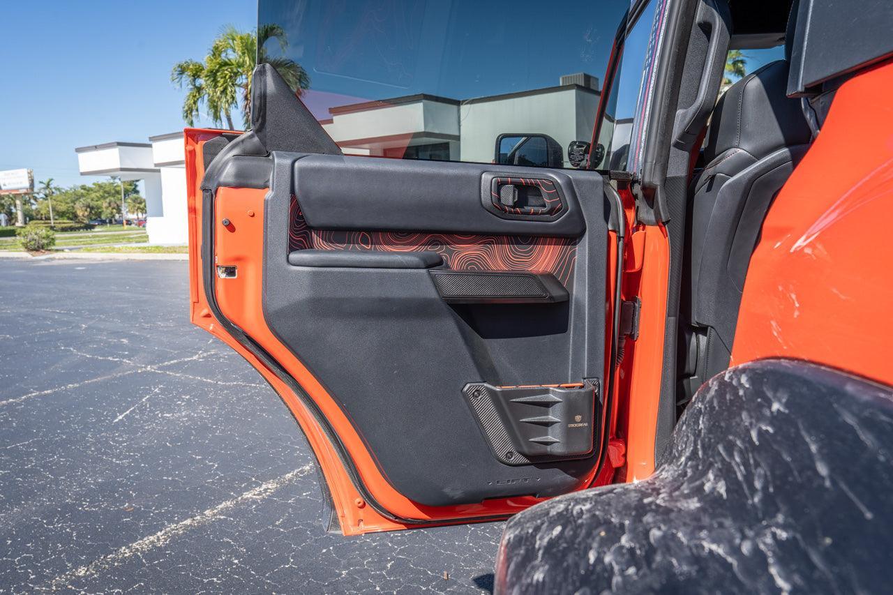 Topo Rear Interior Upper Door Card Insert Overlays (Printed Series) - 2021+ Bronco 4 Door StickerFab