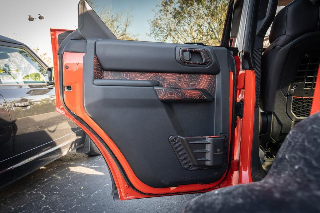 Topo Interior Rear Door Grab Handle Overlay Kit (Printed Series) - 2021+ Bronco 4 Door StickerFab