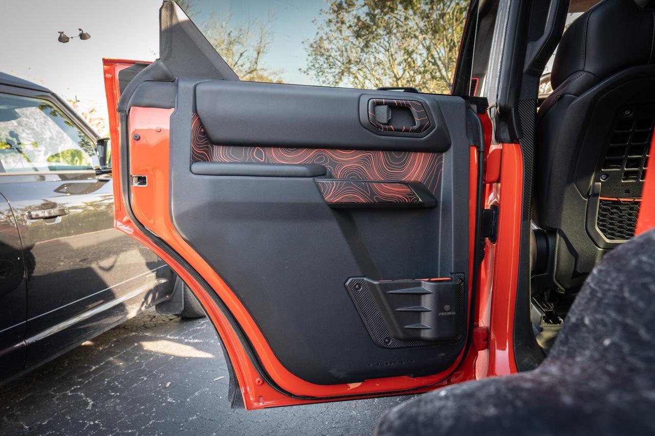 Topo Interior Rear Door Grab Handle Overlay Kit (Printed Series) - 2021+ Bronco 4 Door StickerFab