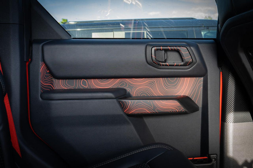 Topo Interior Rear Door Grab Handle Overlay Kit (Printed Series) - 2021+ Bronco 4 Door StickerFab
