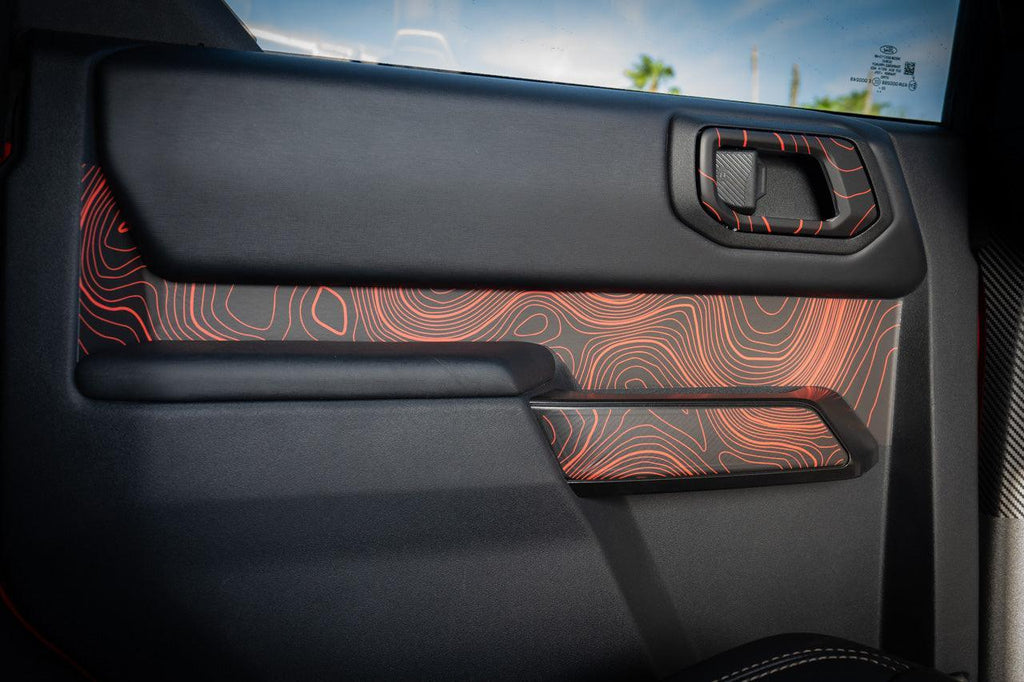 Topo Interior Rear Door Grab Handle Overlay Kit (Printed Series) - 2021+ Bronco 4 Door StickerFab