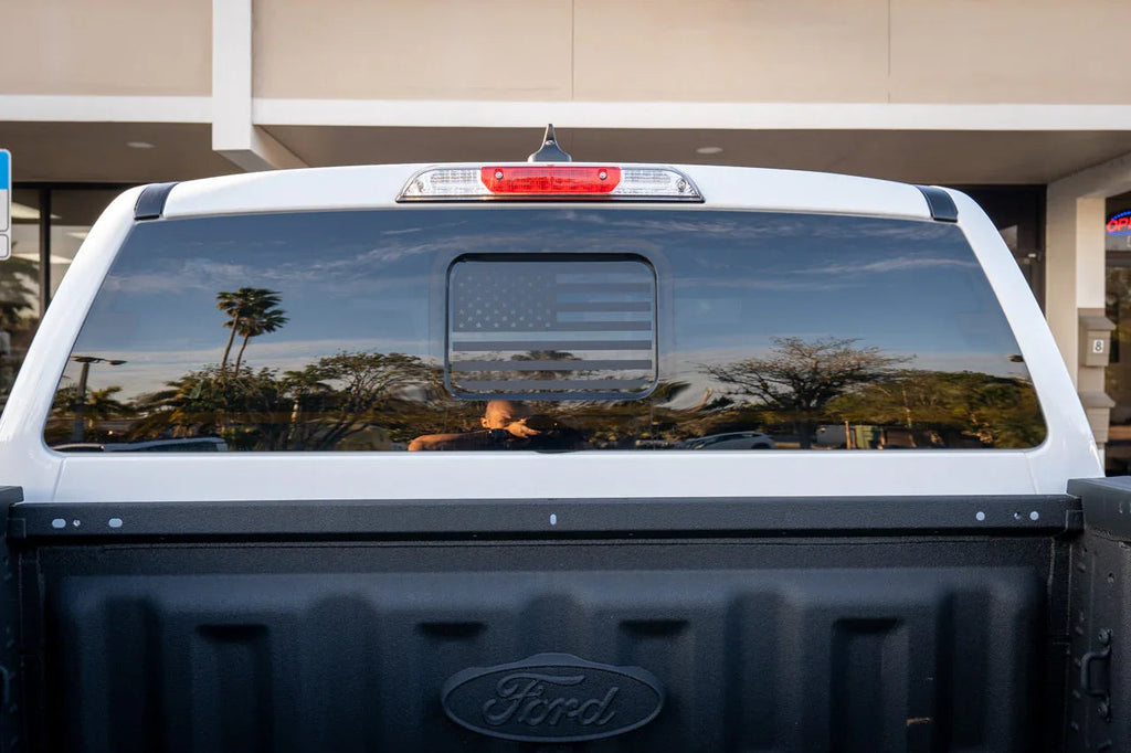 American Flag Rear Window Overlay - 2024+ Ranger w/ Small Center Rear Window StickerFab