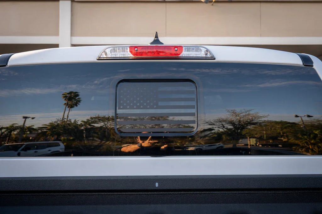 American Flag Rear Window Overlay - 2024+ Ranger w/ Small Center Rear Window StickerFab