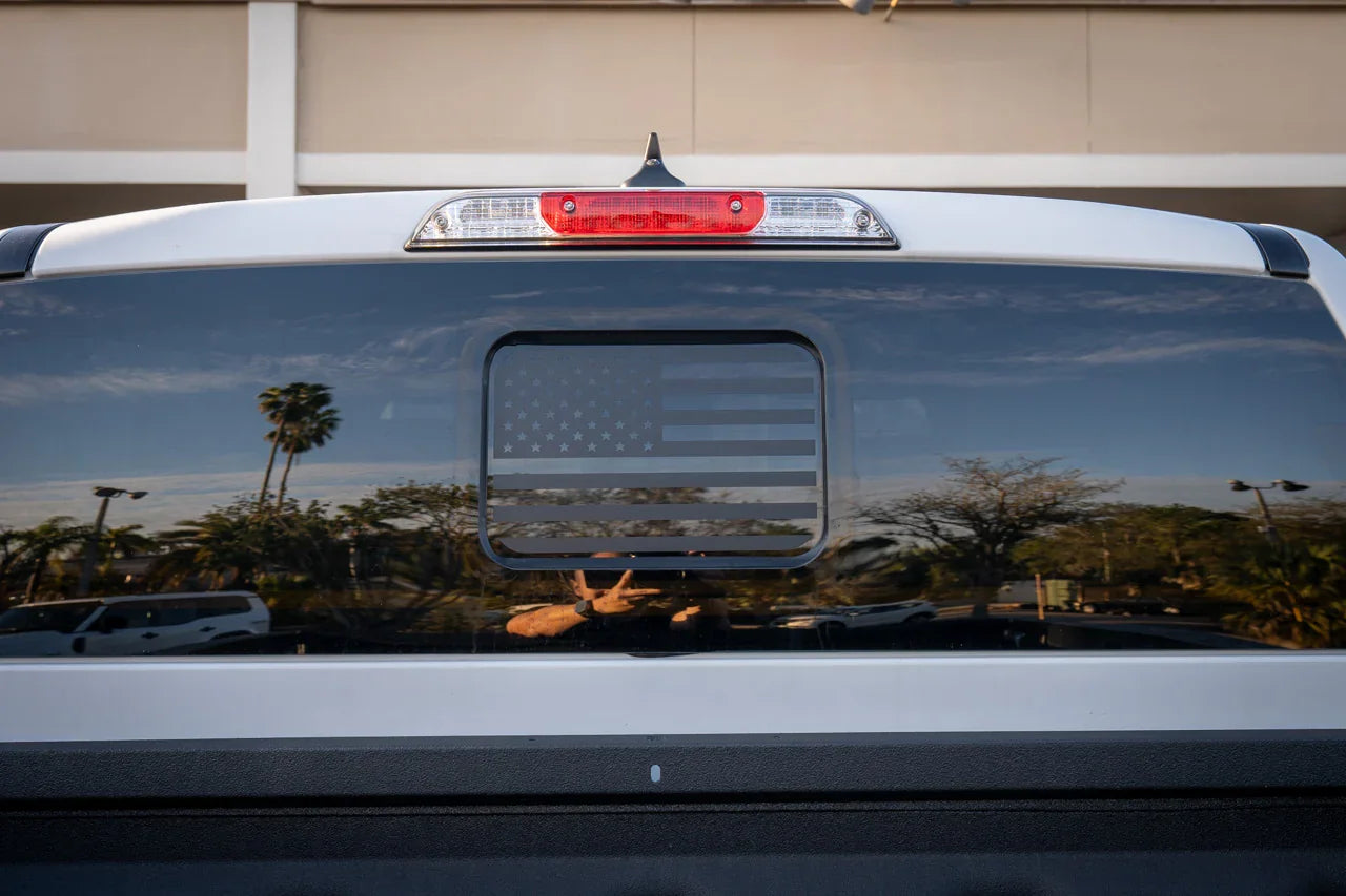 American Flag Rear Window Overlay - 2024+ Ranger w/ Small Center Rear Window StickerFab