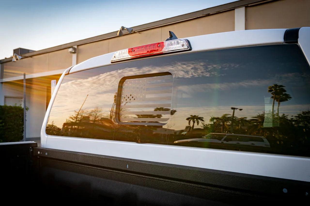 American Flag Rear Window Overlay - 2024+ Ranger w/ Small Center Rear Window StickerFab