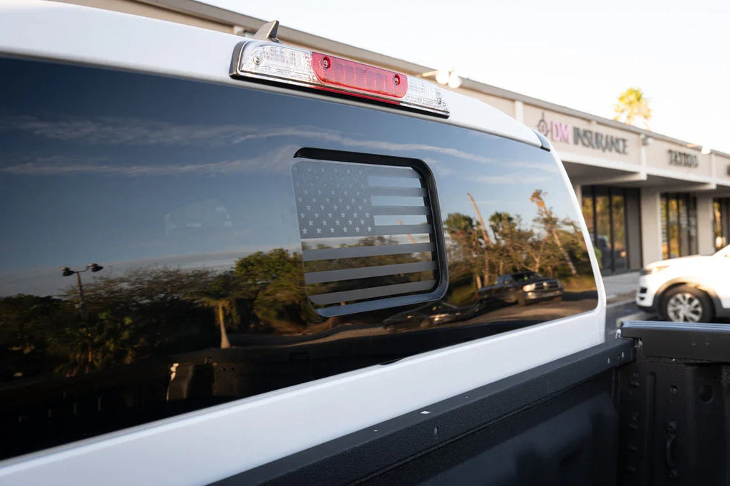 American Flag Rear Window Overlay - 2024+ Ranger w/ Small Center Rear Window StickerFab