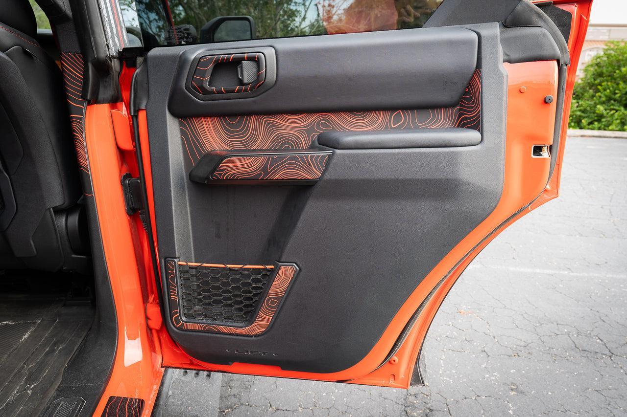Topo Rear Door Net Trim Overlay Kit (Printed Series) - 2021+ Bronco StickerFab