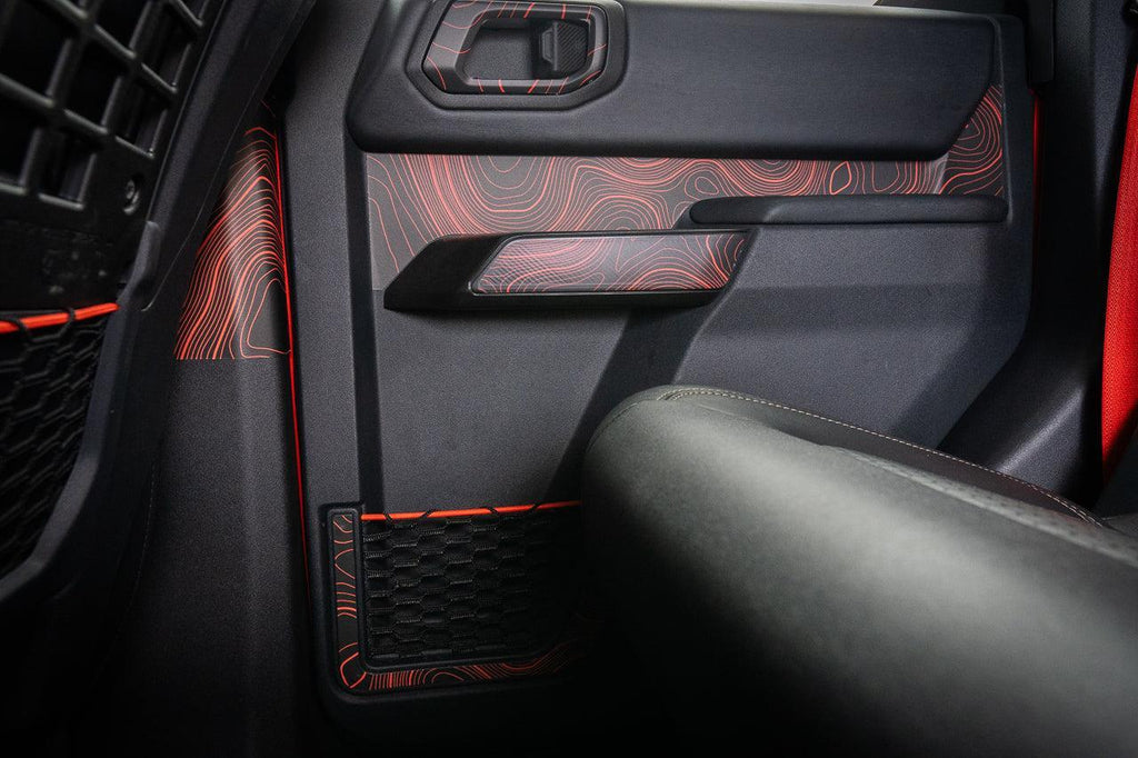Topo Rear Door Net Trim Overlay Kit (Printed Series) - 2021+ Bronco StickerFab
