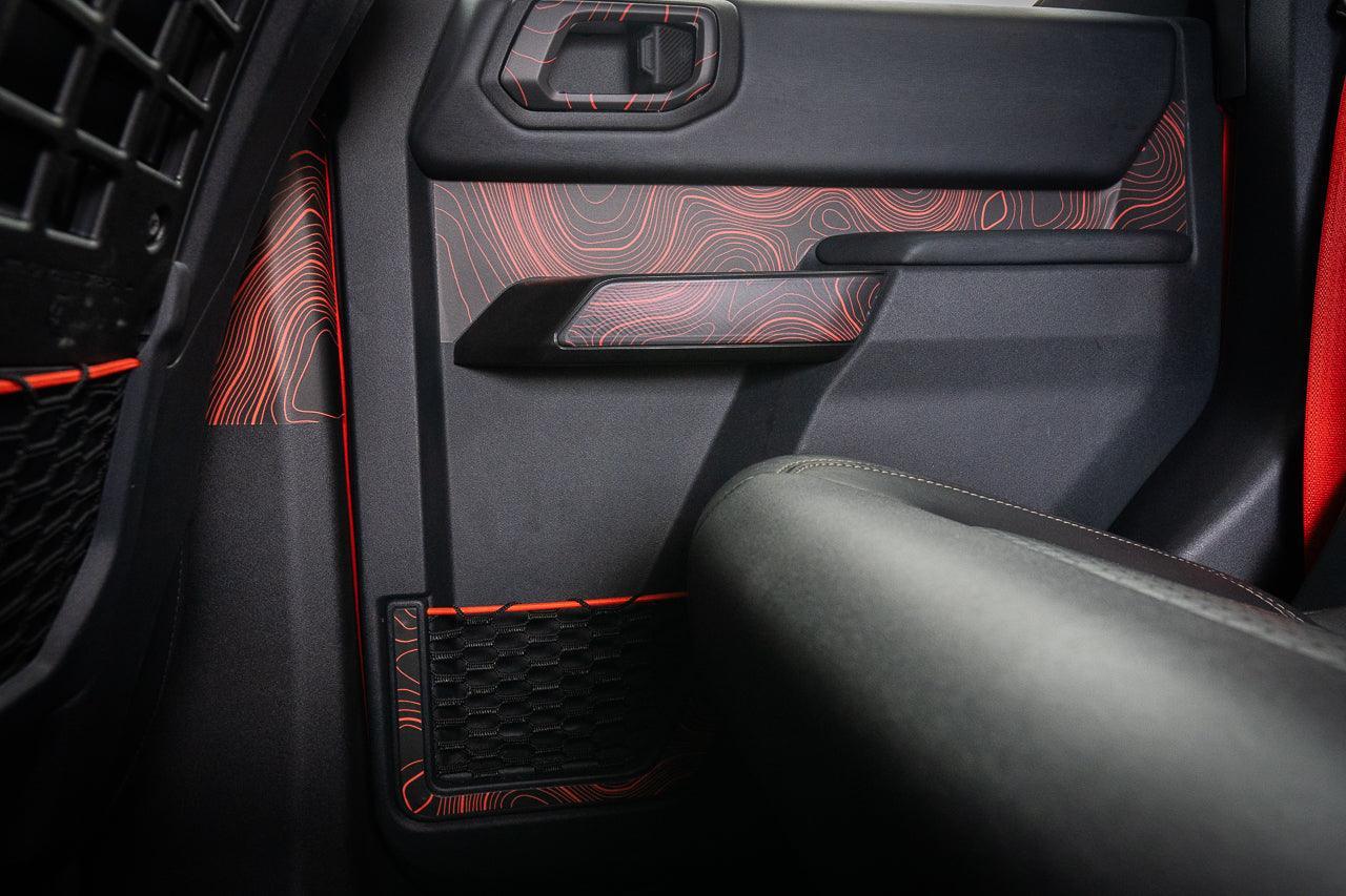 Topo Rear Door Net Trim Overlay Kit (Printed Series) - 2021+ Bronco StickerFab