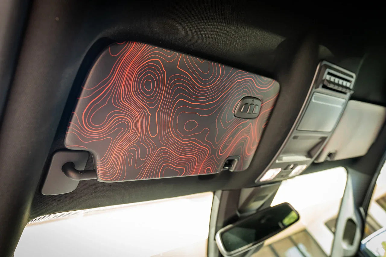 Topographic Interior Sun Visor Overlays - 2024+ Ranger Raptor (with Homelink) StickerFab