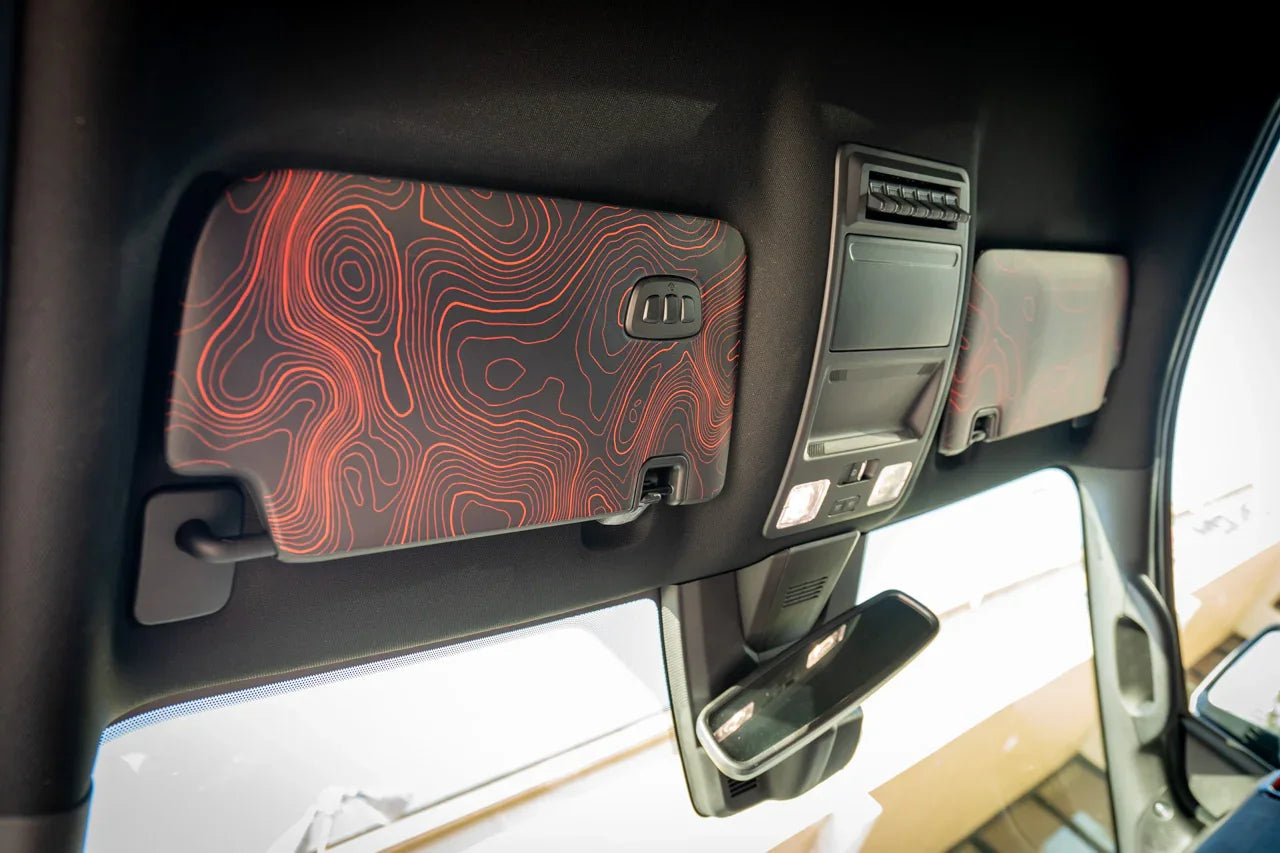 Topographic Interior Sun Visor Overlays - 2024+ Ranger Raptor (with Homelink) StickerFab