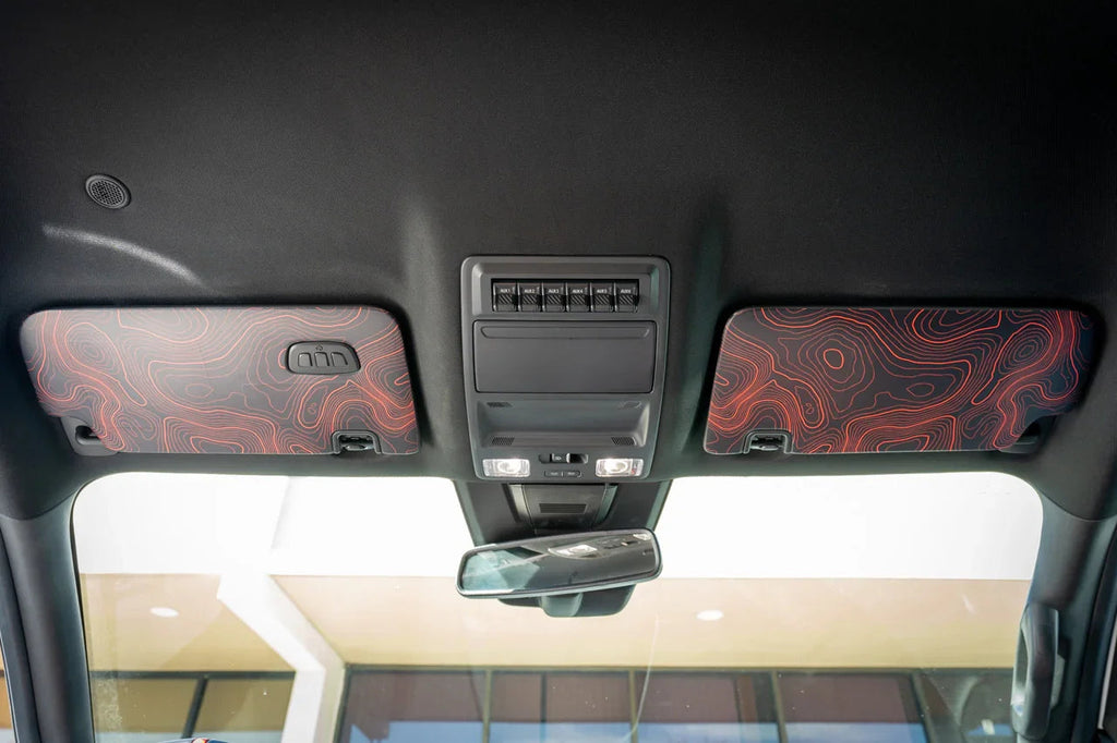 Topographic Interior Sun Visor Overlays - 2024+ Ranger Raptor (with Homelink) StickerFab