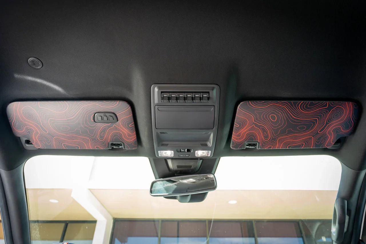 Topographic Interior Sun Visor Overlays - 2024+ Ranger Raptor (with Homelink) StickerFab