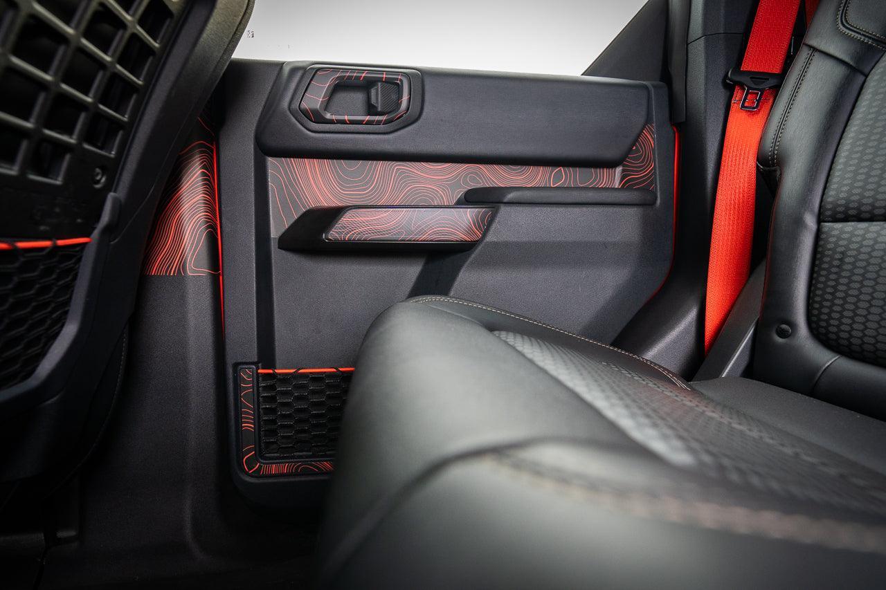 Topo Rear Door Net Trim Overlay Kit (Printed Series) - 2021+ Bronco StickerFab