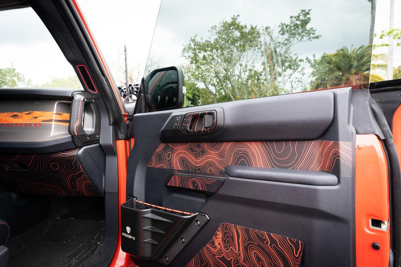 Topo Interior Door Cup Protector Kit - 2021+ Bronco StickerFab
