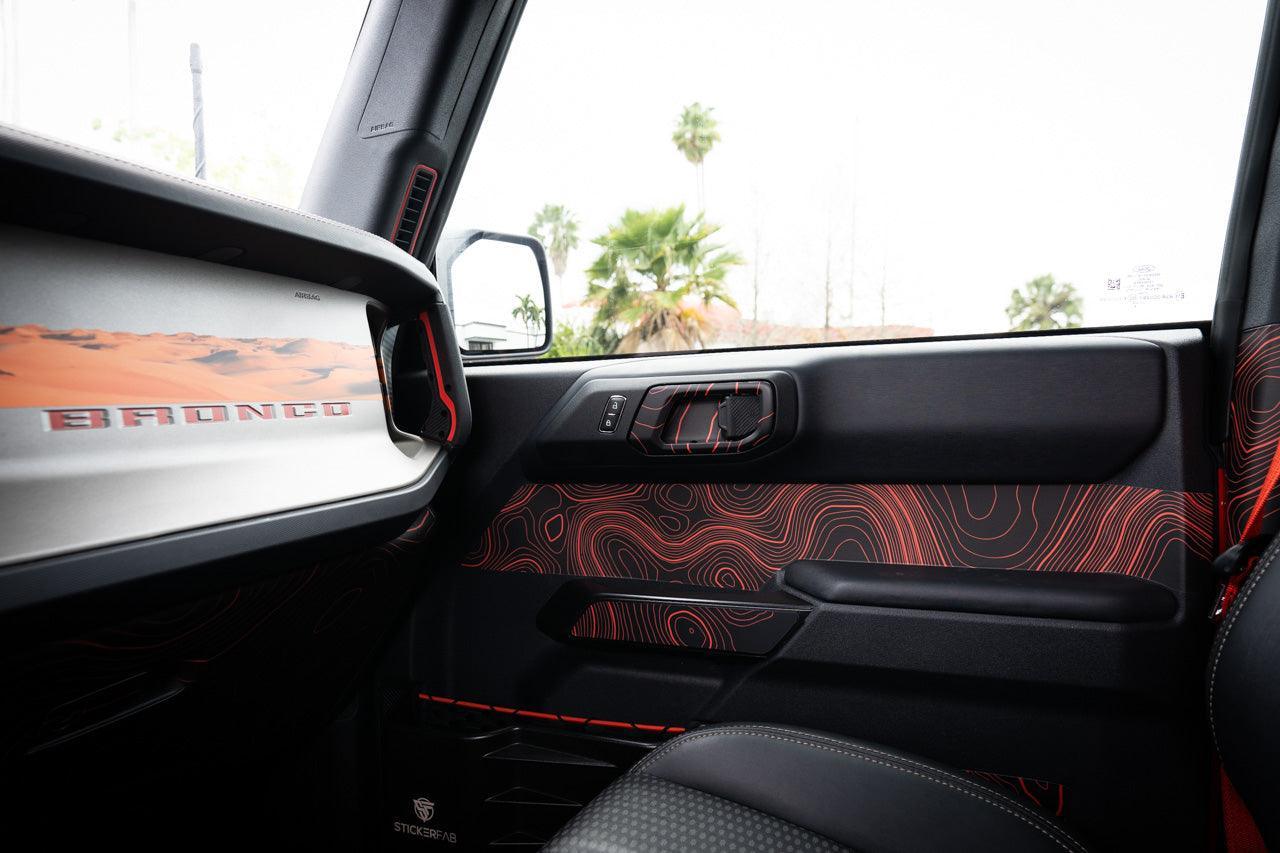Topo Interior Door Cup Protector Kit - 2021+ Bronco StickerFab