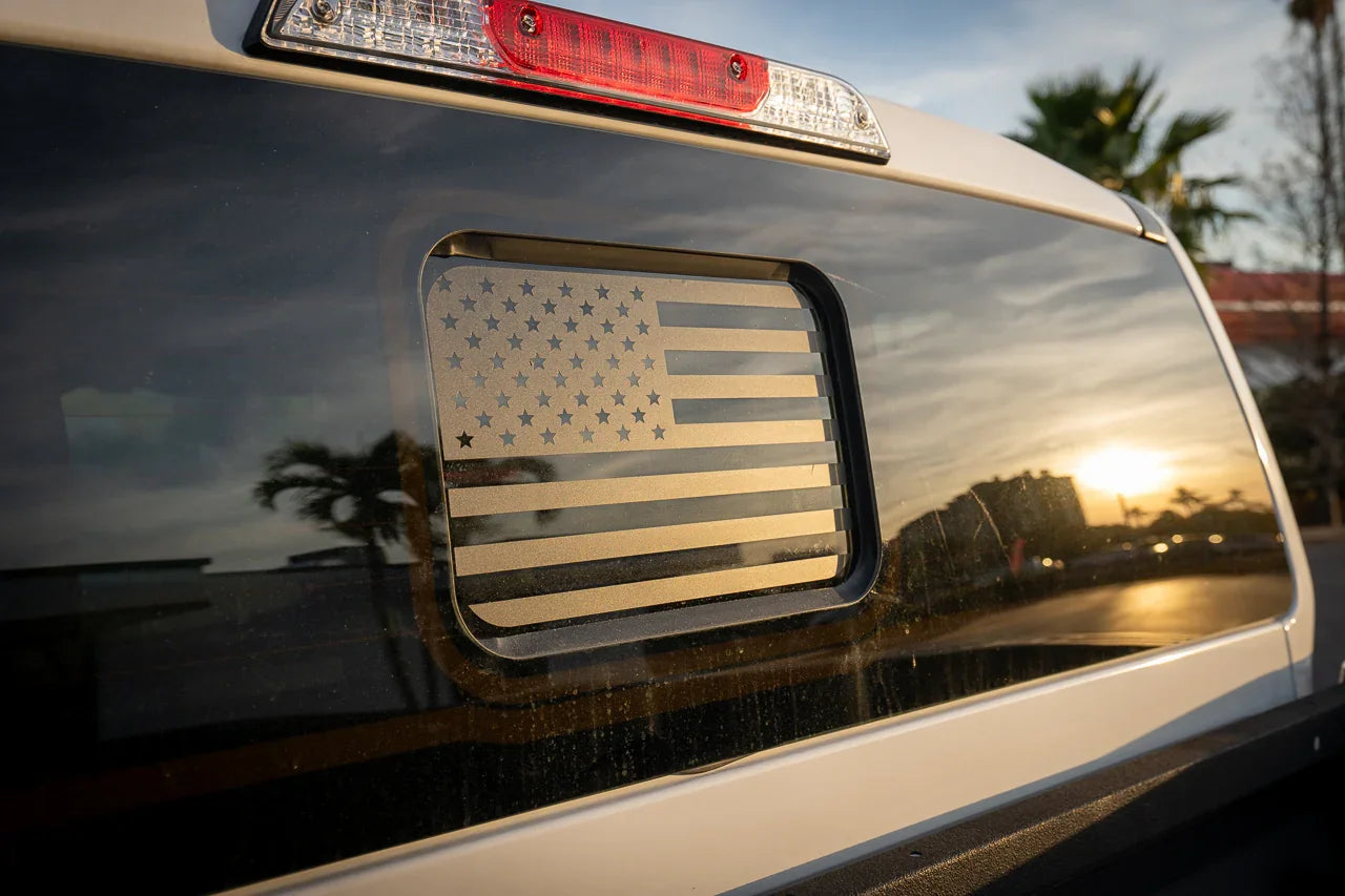 American Flag Rear Window Overlay - 2024+ Ranger w/ Small Center Rear Window StickerFab