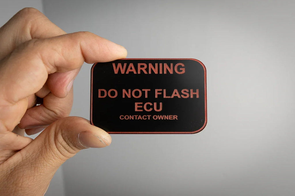 Acrylic Warning Do Not Flash Plate (OBD Port) - Universal StickerFab