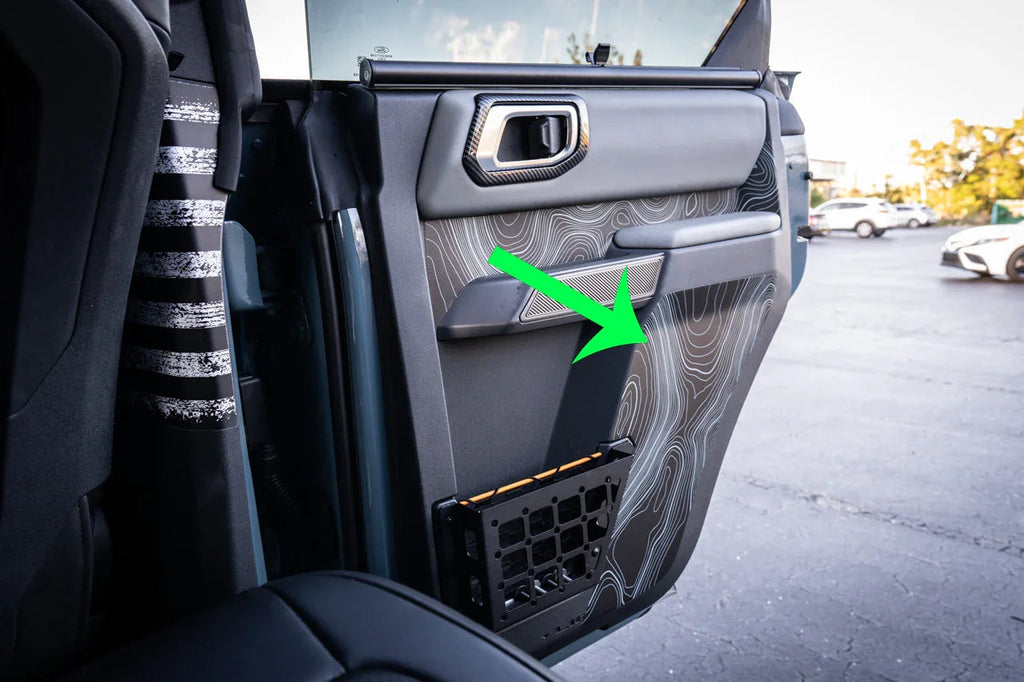 Topo Rear Interior Lower Door Card Insert Overlays (Printed Series) - 2021+ Bronco 4 Door StickerFab