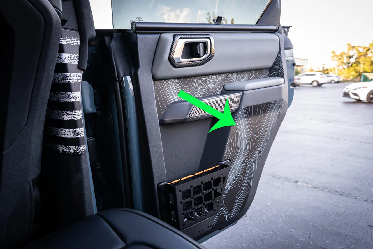 Topo Rear Interior Lower Door Card Insert Overlays (Printed Series) - 2021+ Bronco 4 Door StickerFab