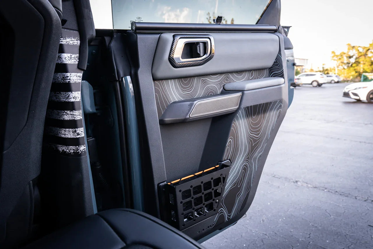 Topo Rear Interior Lower Door Card Insert Overlays (Printed Series) - 2021+ Bronco 4 Door StickerFab
