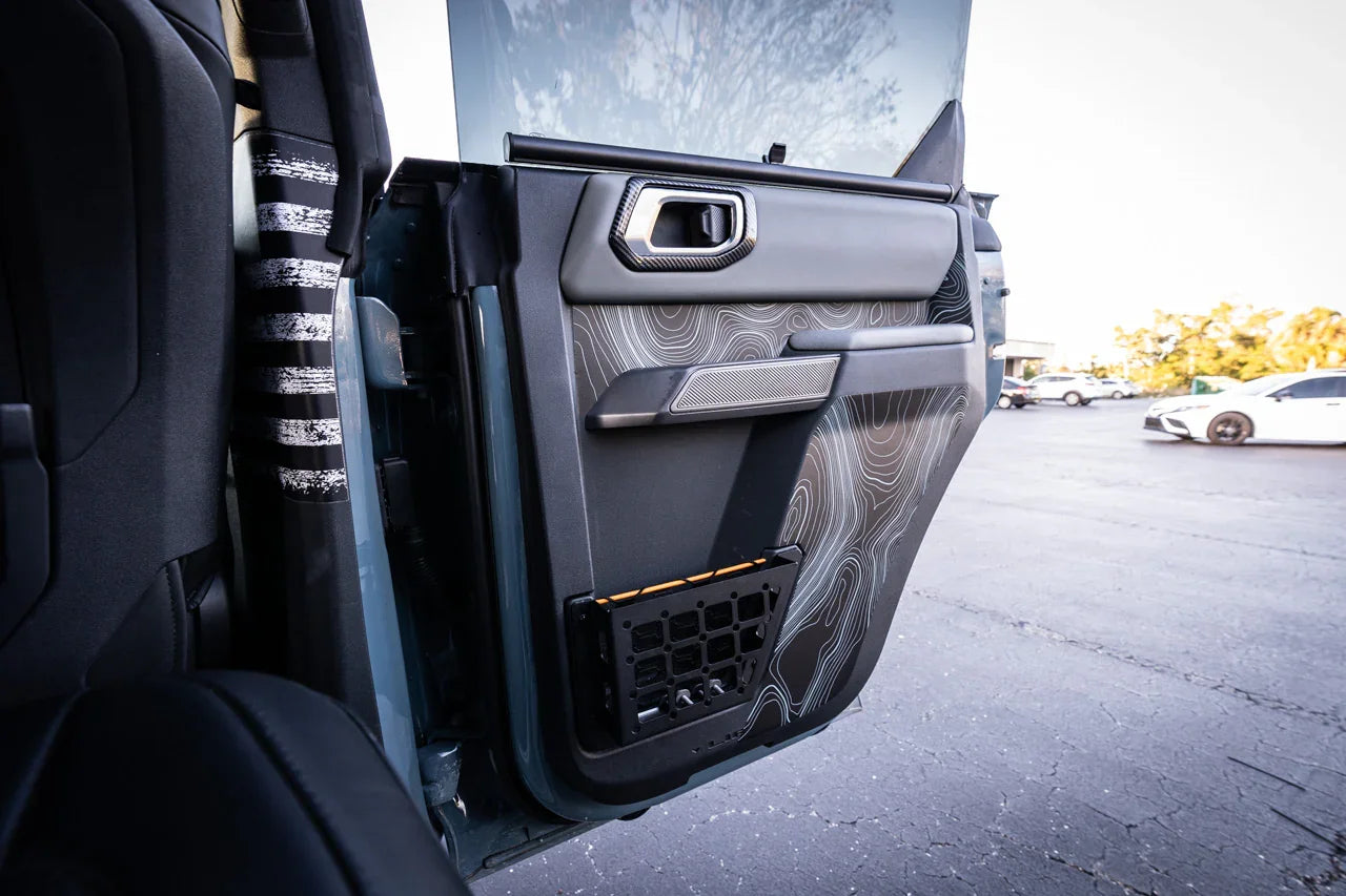 Topo Rear Interior Lower Door Card Insert Overlays (Printed Series) - 2021+ Bronco 4 Door StickerFab