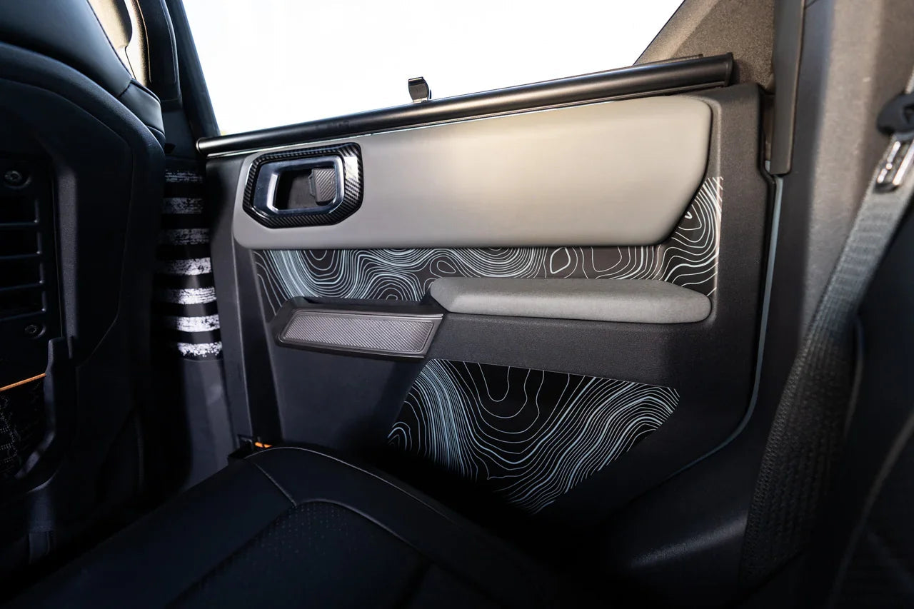 Topo Rear Interior Lower Door Card Insert Overlays (Printed Series) - 2021+ Bronco 4 Door StickerFab