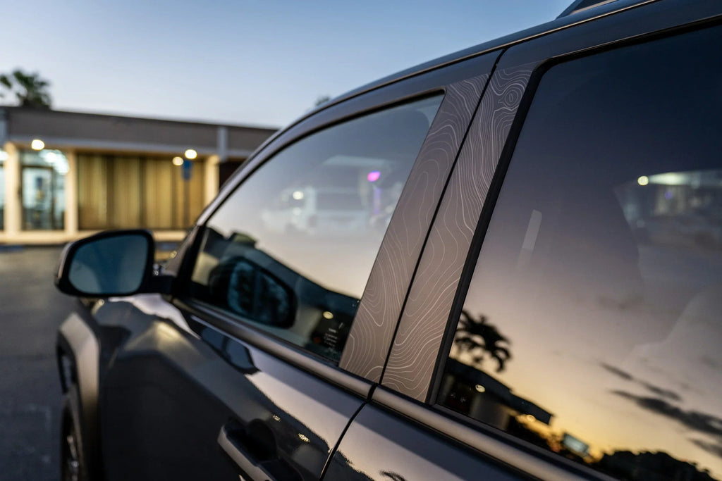 Topographic B Pillar Overlays - 2024+ Tacoma Double Cab / 2025+ 4Runner StickerFab