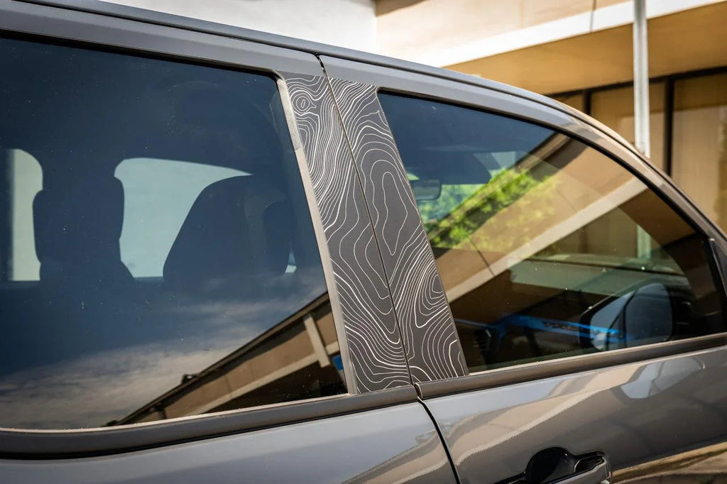 Topographic B Pillar Overlays - 2024+ Tacoma Double Cab / 2025+ 4Runner StickerFab