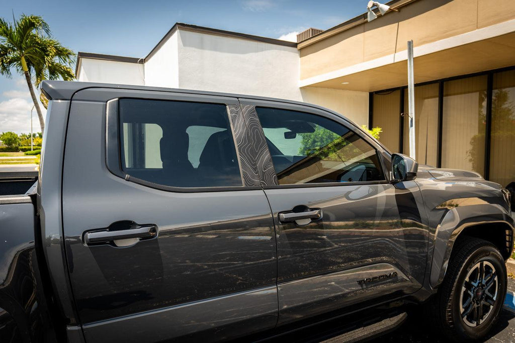 Topographic B Pillar Overlays - 2024+ Tacoma Double Cab / 2025+ 4Runner StickerFab