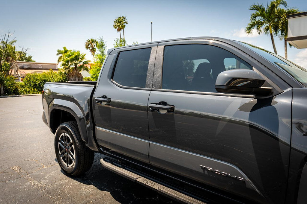 Topographic B Pillar Overlays - 2024+ Tacoma Double Cab / 2025+ 4Runner StickerFab