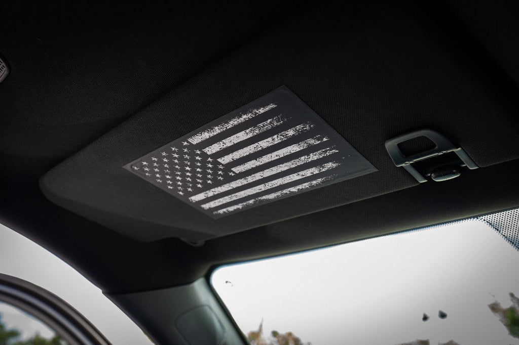 Sun Visor Airbag Label Distressed American Flag Overlays - 2024+ Tacoma StickerFab
