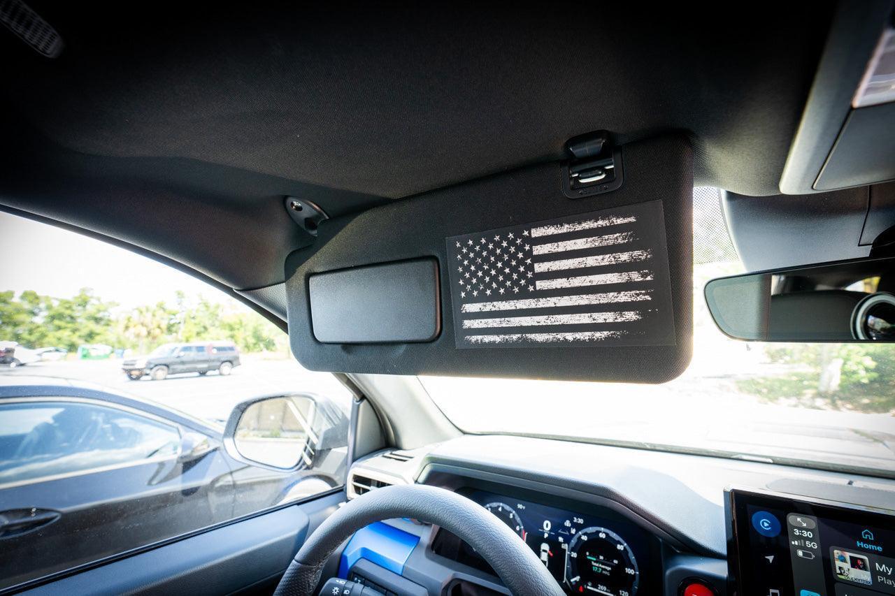Sun Visor Airbag Label Distressed American Flag Overlays - 2024+ Tacoma StickerFab