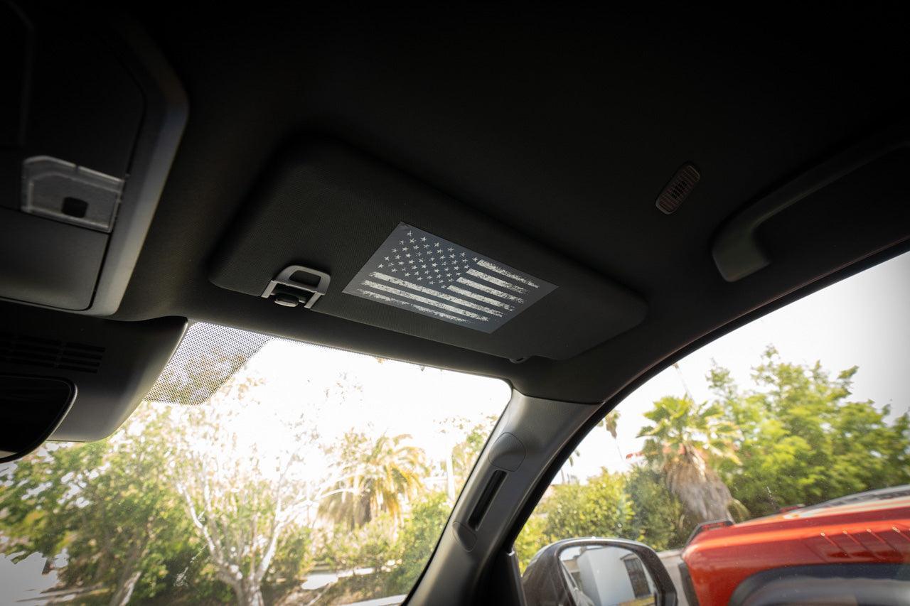Sun Visor Airbag Label Distressed American Flag Overlays - 2024+ Tacoma StickerFab