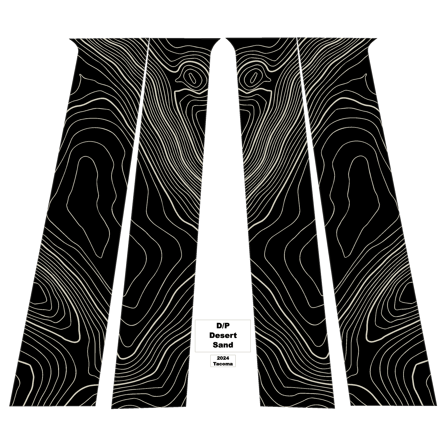 Topographic B Pillar Overlays - 2024+ Tacoma Double Cab / 2025+ 4Runner StickerFab