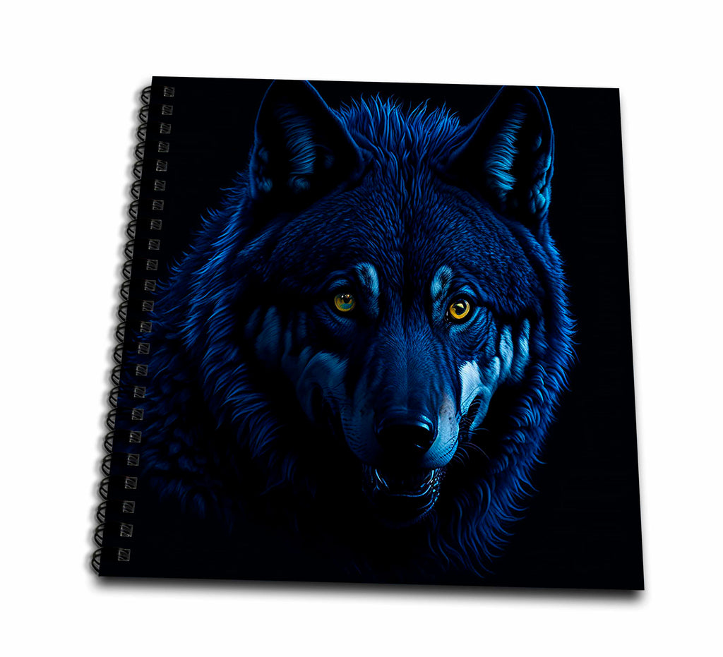 3dRose Mystical, Magical Wolf Portrait. Yellow Eyes. Dark Blue, Black... - Drawing Books (db-379386) 3dRose