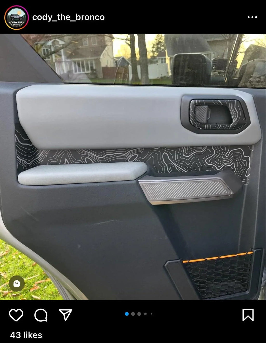 Topo Rear Interior Upper Door Card Insert Overlays (Printed Series) - 2021+ Bronco 4 Door StickerFab