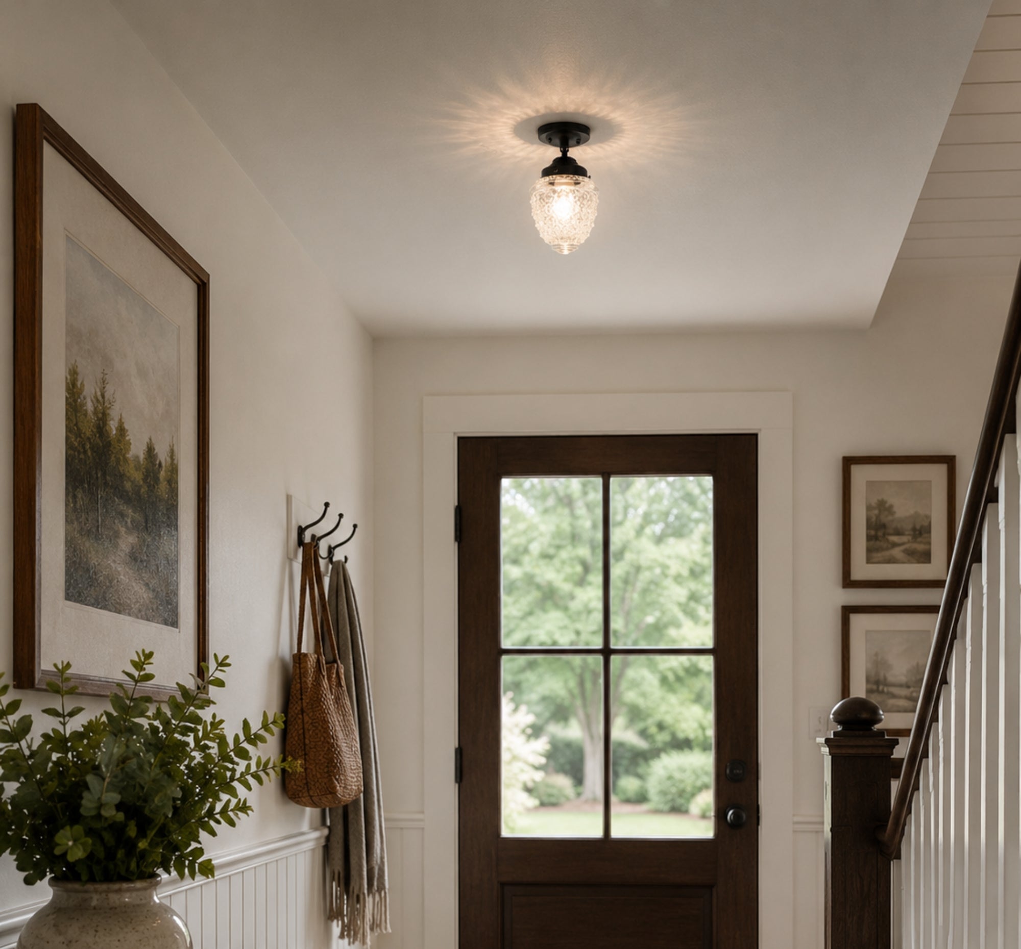 Antique Acorn Glass Ceiling Light with Chain | 6″ The Lamp Goods