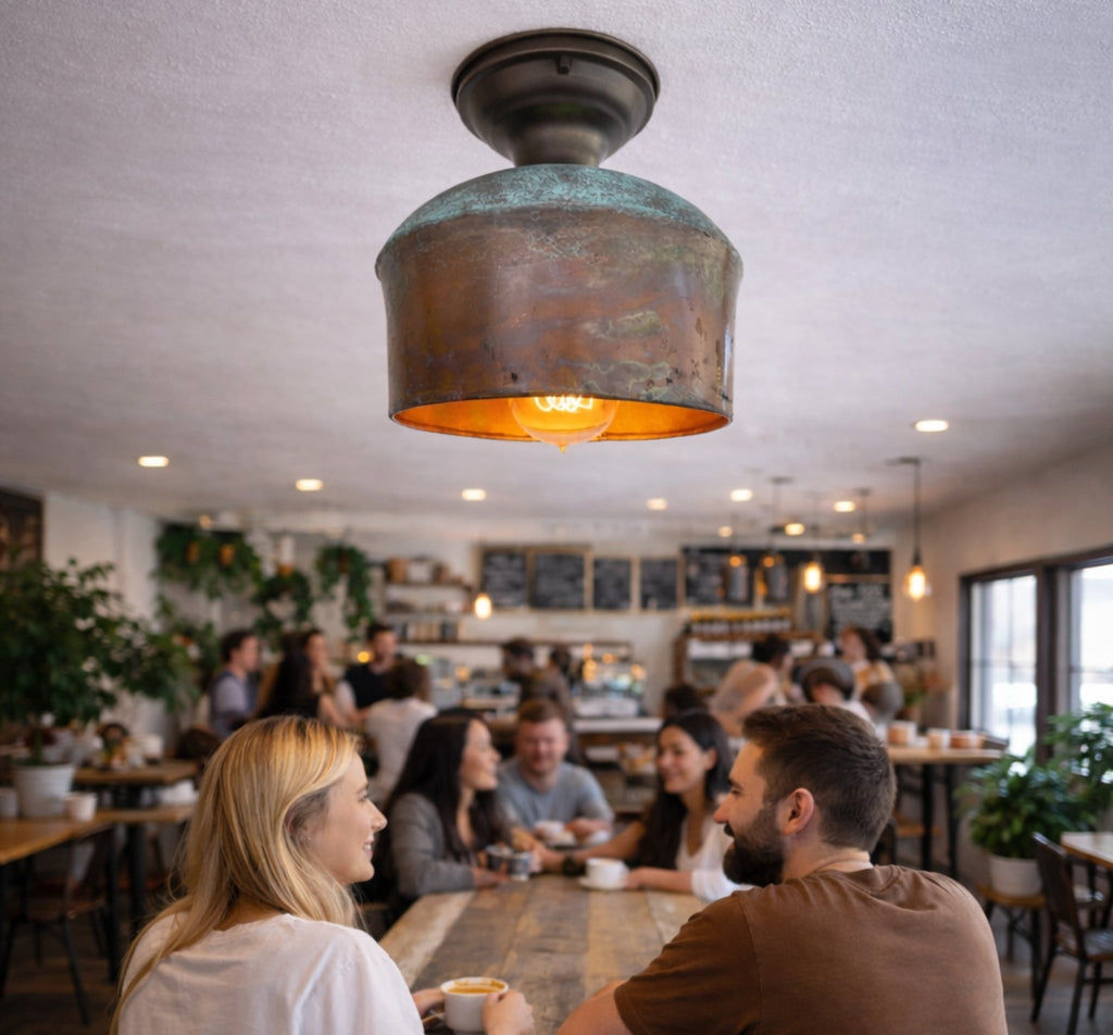 Handcrafted Copper Farmhouse Ceiling Light | 8.5" Flush Mount The Lamp Goods