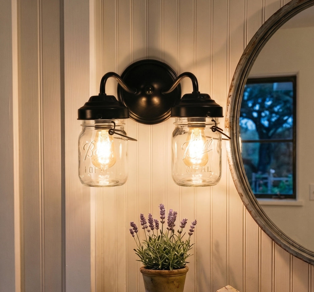 Mason Jar WALL LIGHT Double Sconce The Lamp Goods
