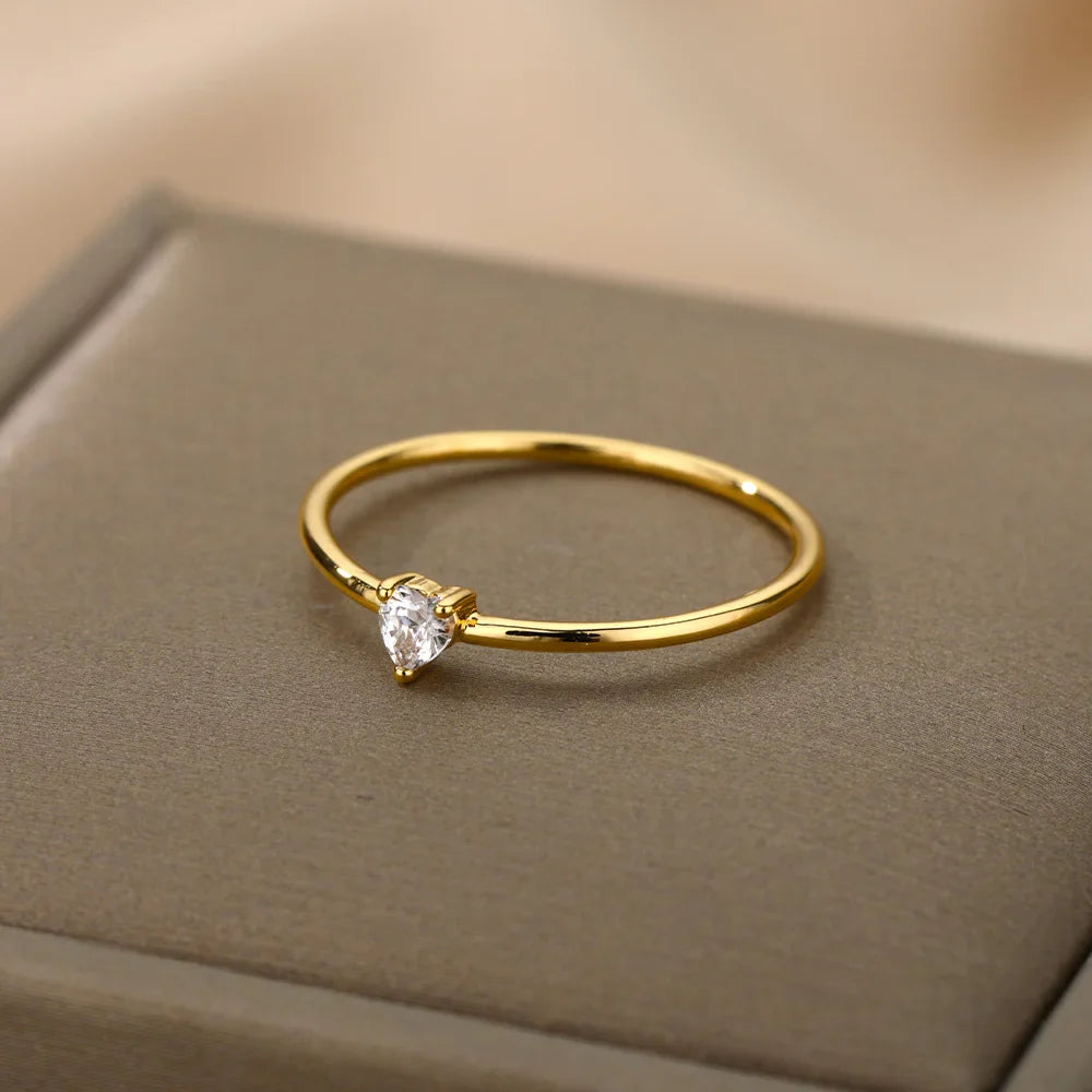 Zircon Little Heart Rings For Women Minimalism Heart Ring Stainless Steel Finger Dainty Ring Valentine Gifts Free Shipping Vera Lux