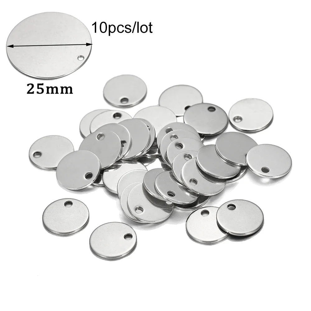 10-50Pcs Gold Stainless Steel Customized Dog Tag Heart-Shaped Oval Blanks Charm Pendant Charms For DIY Jewelry Making Supplies Vera Lux