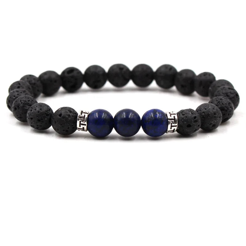 8MM Natural Stone Beaded Chain bracelets For Women Men Couple Lava Rock Healing Balance Beads Reiki Buddha Chakra Bangle Jewelry Vera Lux