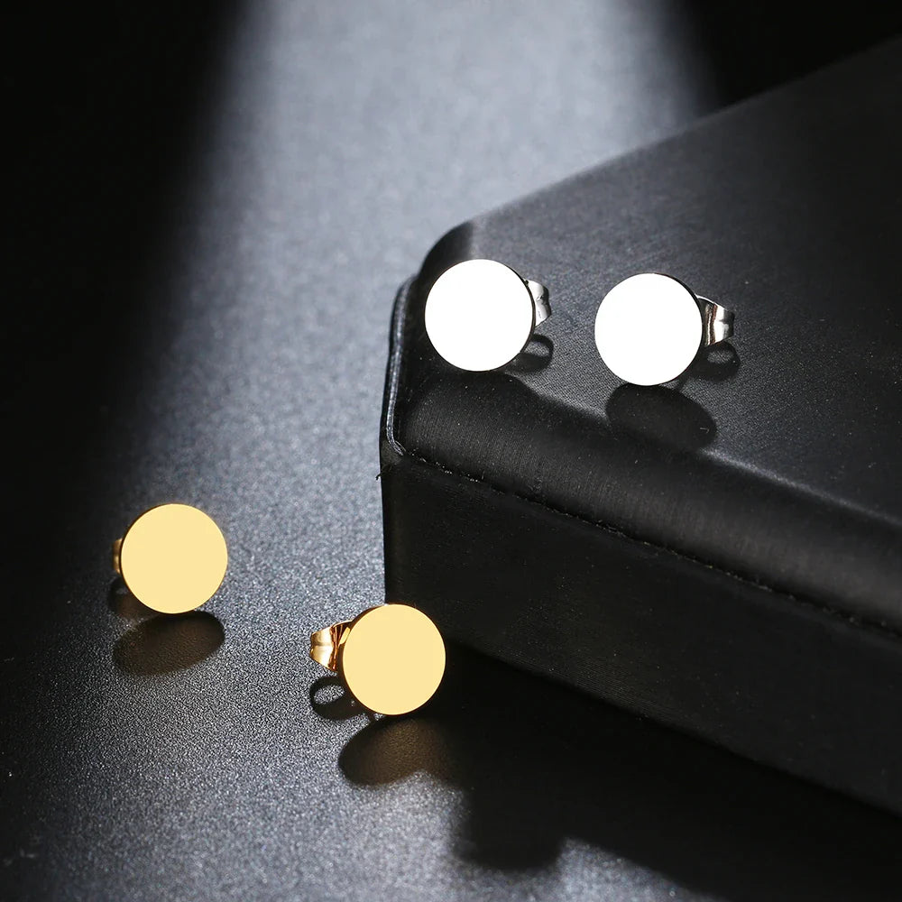 Stainless Steel Earrings Minimalist Round Fashion Stud Earrings Classic Simple Earrings For Women 2022 Jewelry Wedding Party Vera Lux