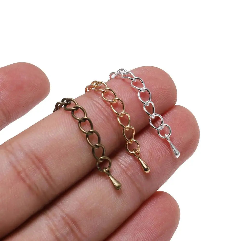 20pcs/lot 50-70mm Extended Extension Tail Chain Connectors Water Drop End Beads For DIY Jewelry Making Bracelet Necklace Vera Lux