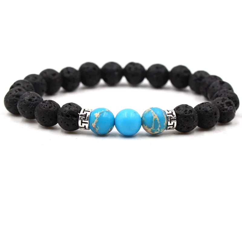 8MM Natural Stone Beaded Chain bracelets For Women Men Couple Lava Rock Healing Balance Beads Reiki Buddha Chakra Bangle Jewelry Vera Lux