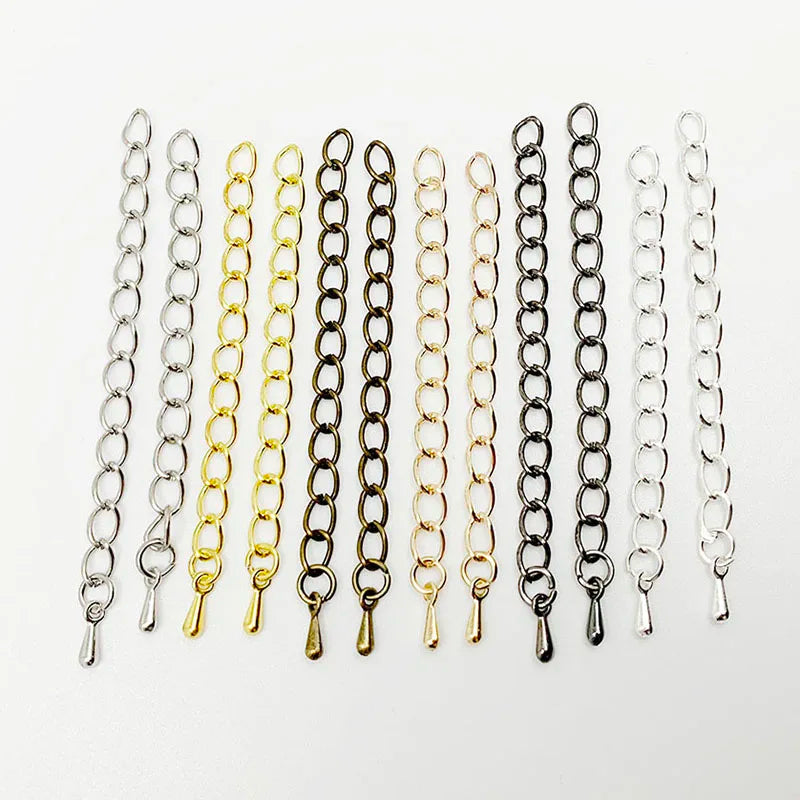 20pcs/lot 50-70mm Extended Extension Tail Chain Connectors Water Drop End Beads For DIY Jewelry Making Bracelet Necklace Vera Lux
