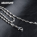 Aravant 925 Silver 2MM Twisted Water Wave Chain Link Necklaces For Women Girls Jewelry Vera Lux